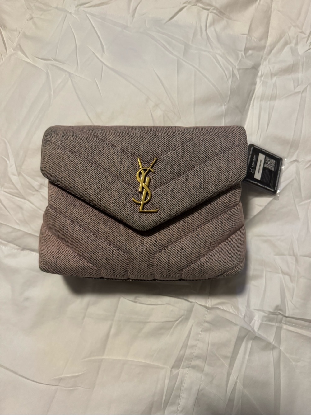 Saint Laurent Quilted Envelope Bag in Dusty Rose with Gold Hardware